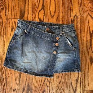 Free People Asymmetrical Denim Mini Skirt